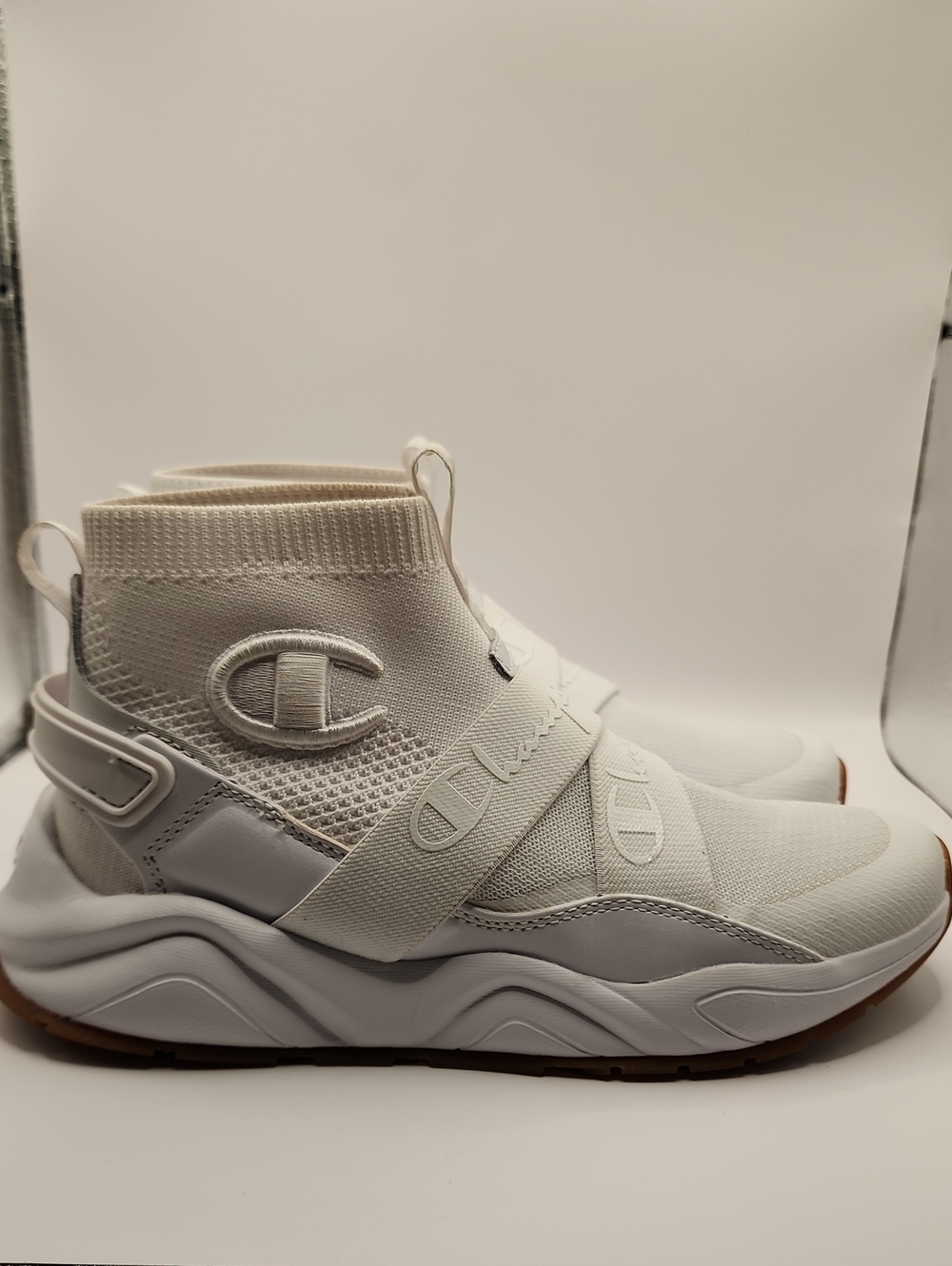 Womens Champion All-White High-Top Slip-On Sneakers